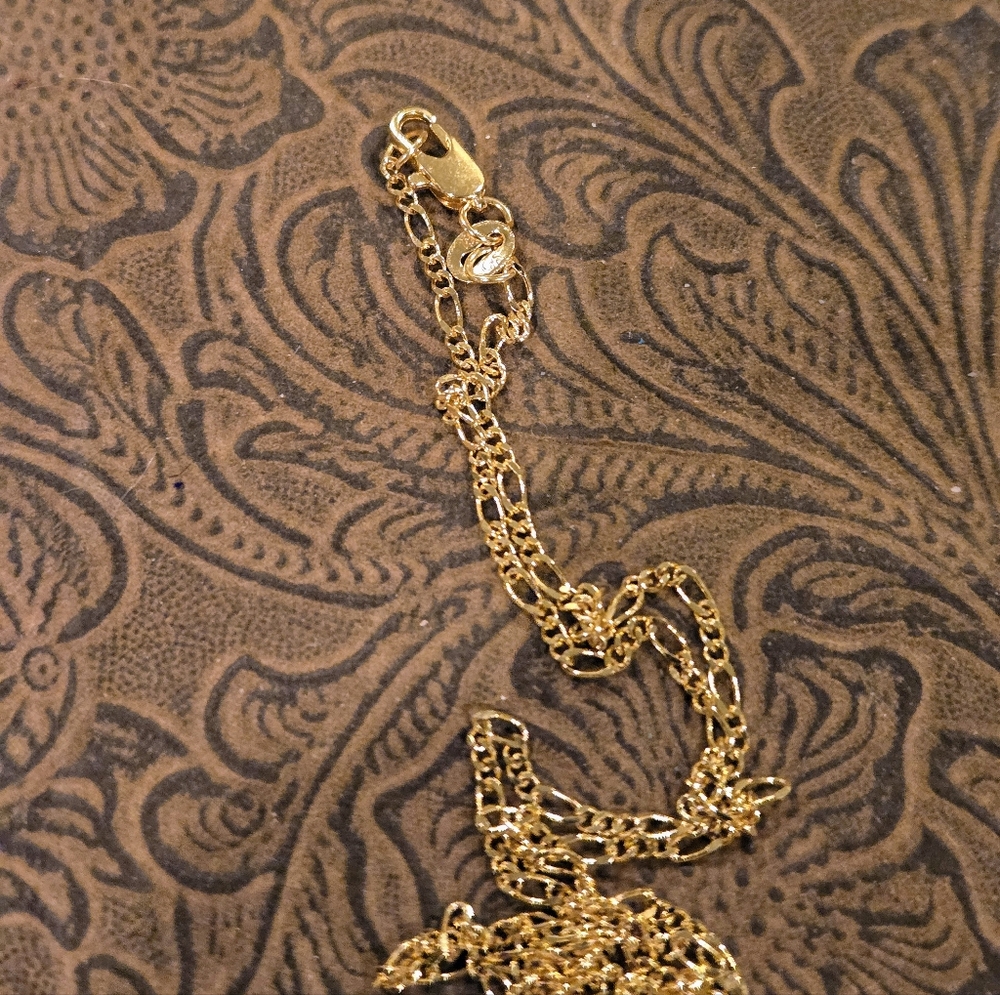 Moss Agate Dragon Pendant On 18KT GF Chain Necklace - Picture 4 of 6